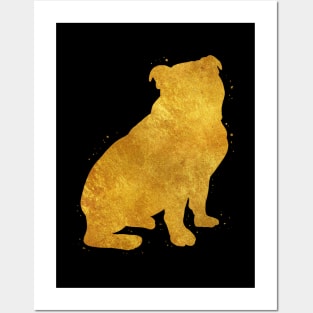 English Bulldog Puppy golden art Posters and Art